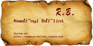 Reményi Bálint névjegykártya